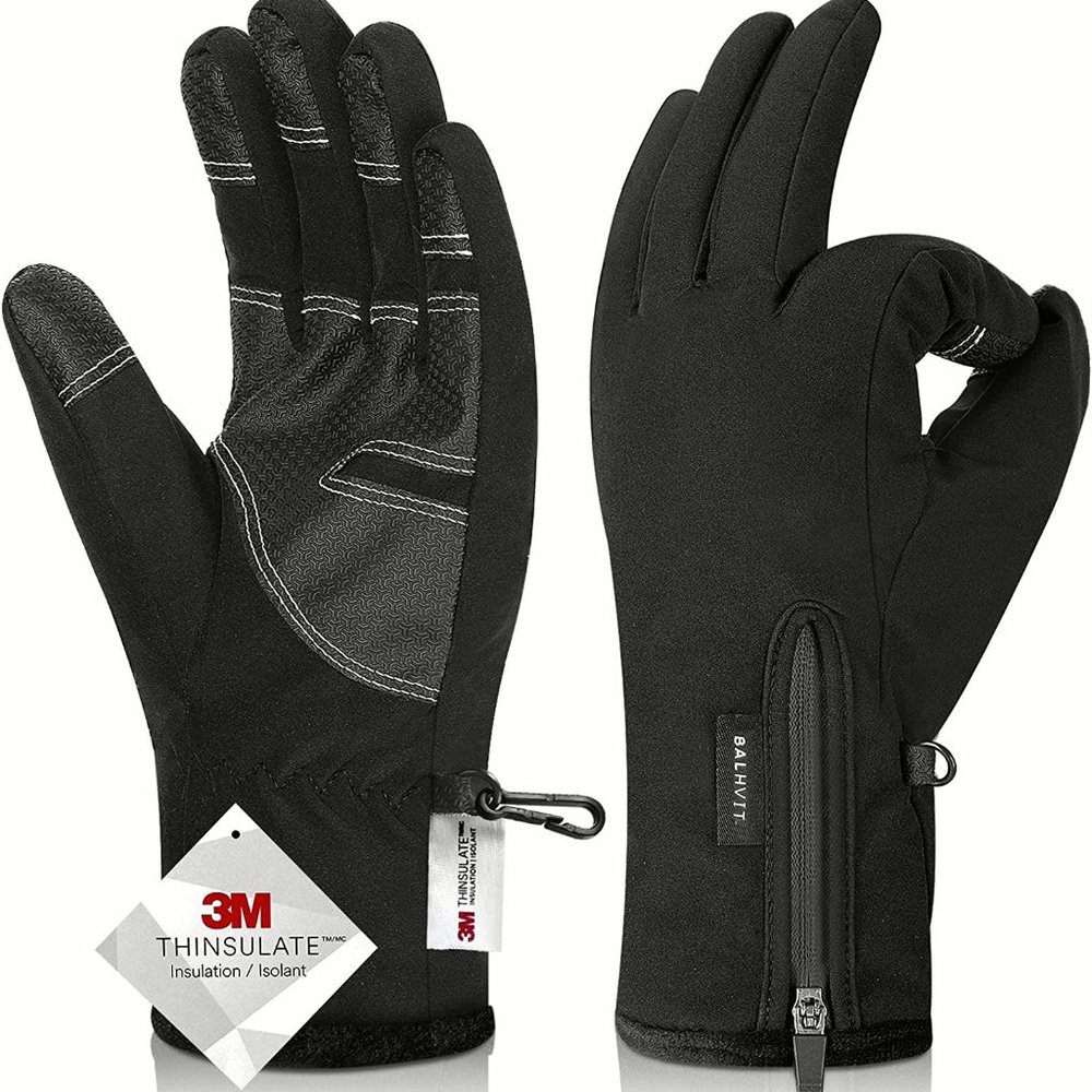 Balhvit -10℉ Waterproof Winter Gloves for Men & Women, Breathable Large Black